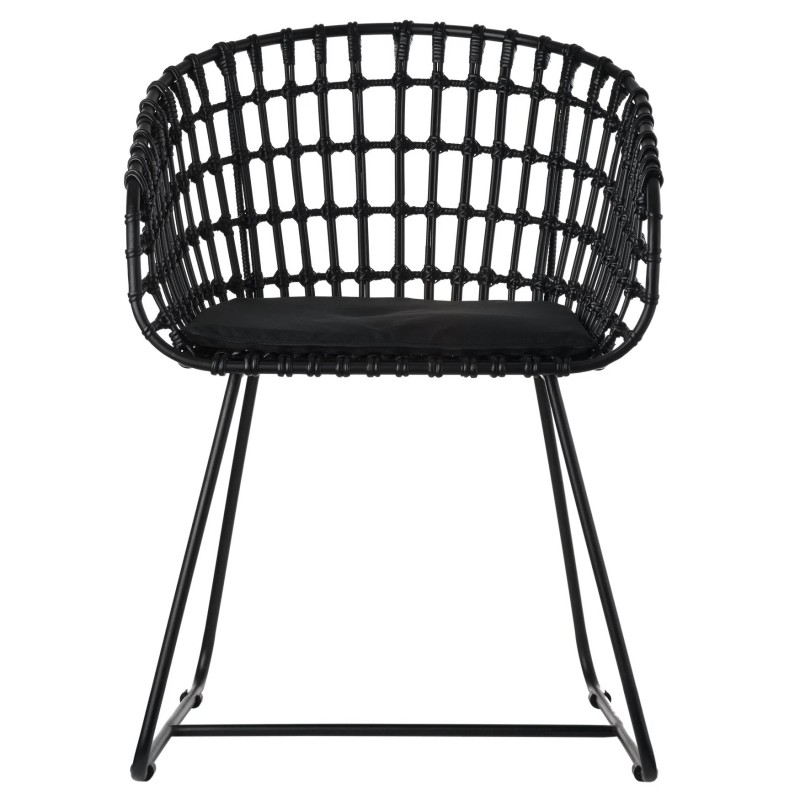 CHAIR METAL RATTAN BLACK JAPAN - CHAIRS, STOOLS